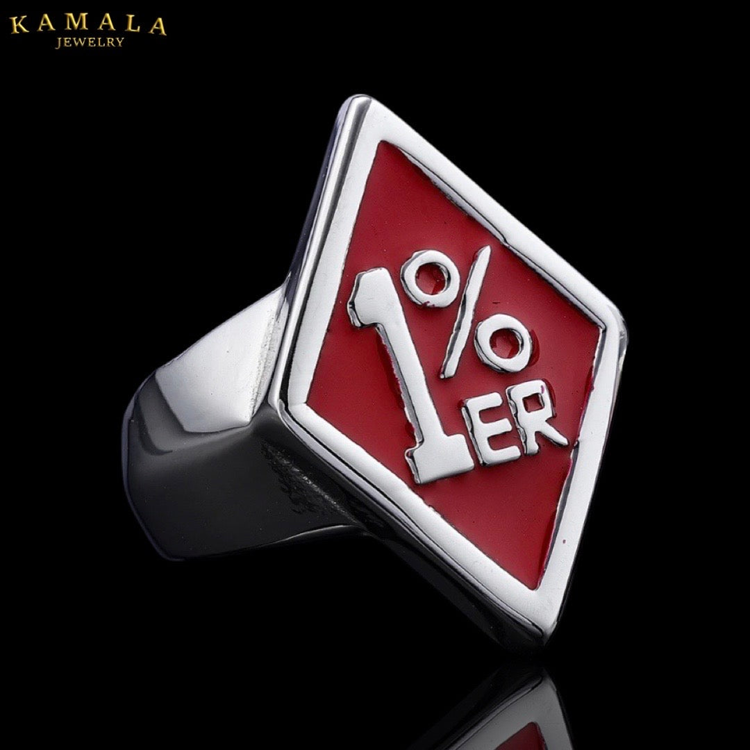 1%er Fingerring - Rot & Silber