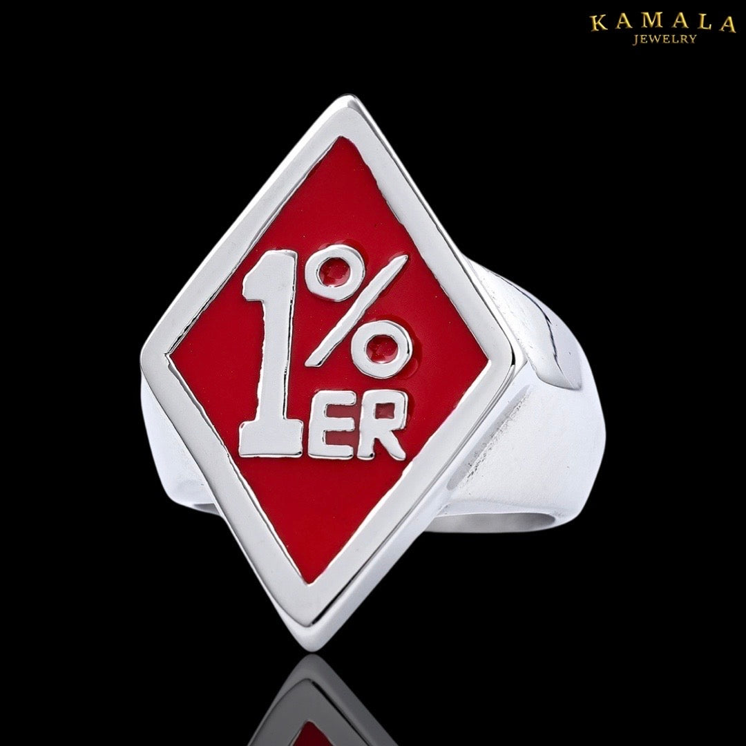 1%er Fingerring - Rot & Silber