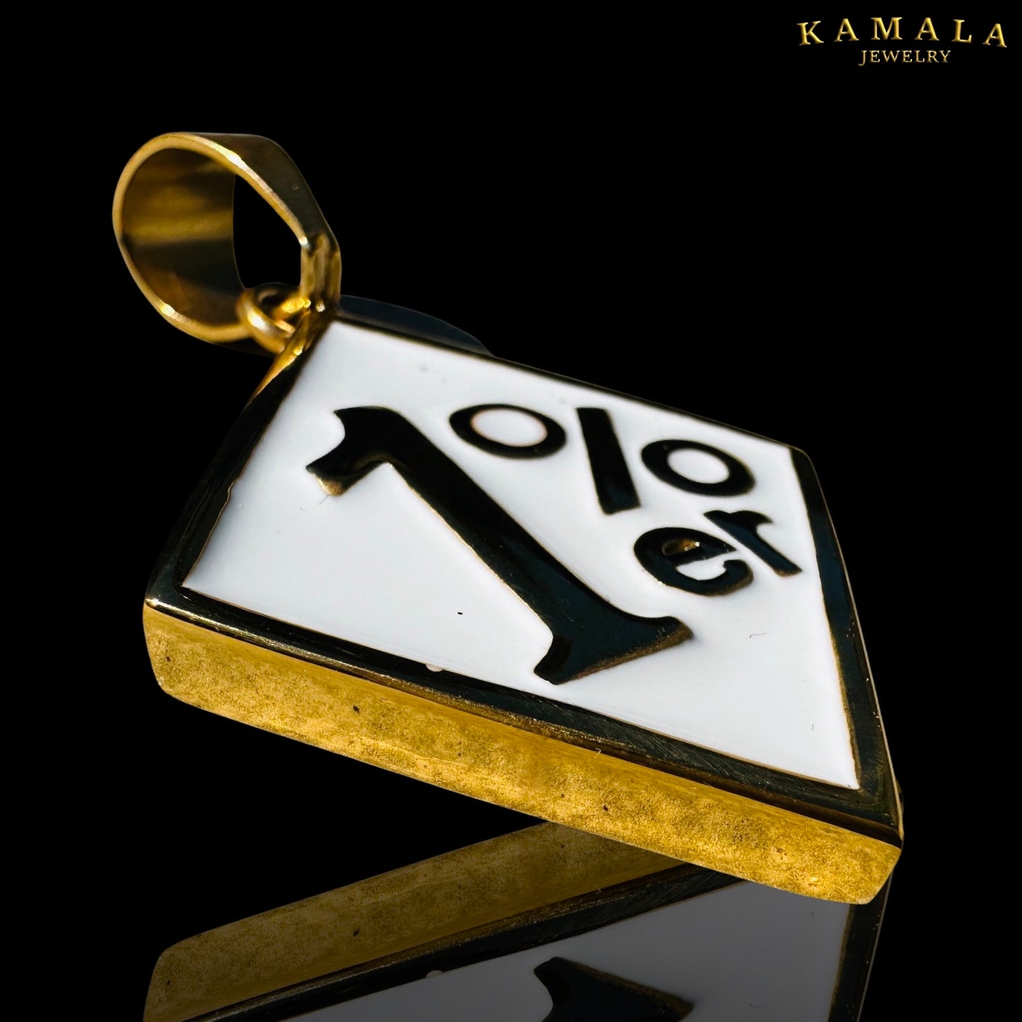 1%er Anhänger - Gold & Weiss