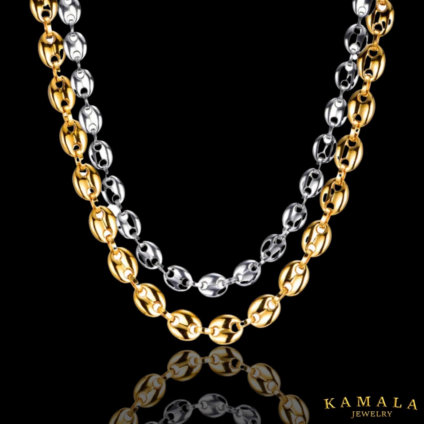 Platenkette - Bohnenkette - Silber