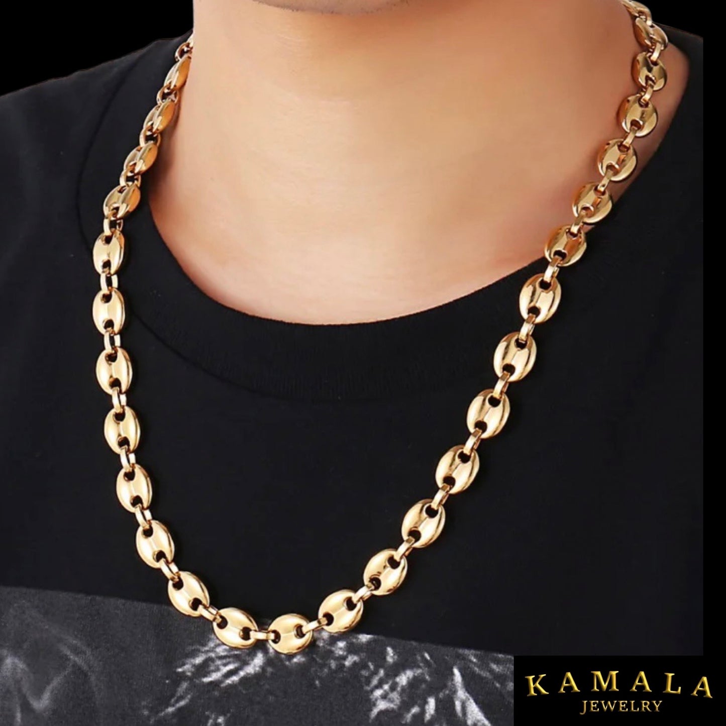 Plattenkette - Bohnenkette - Gold