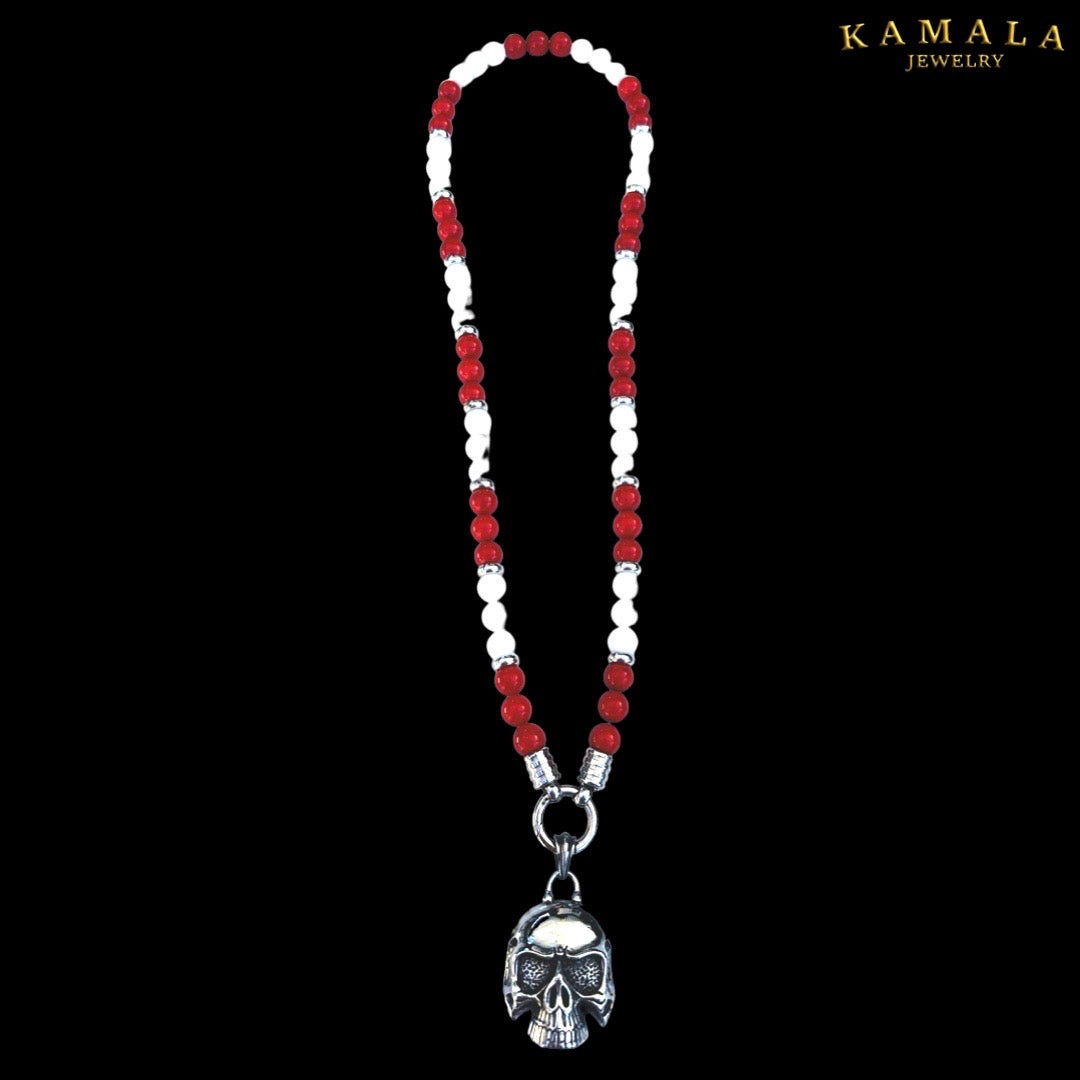 Rot & Weiss Perlenkette - Mit Silber