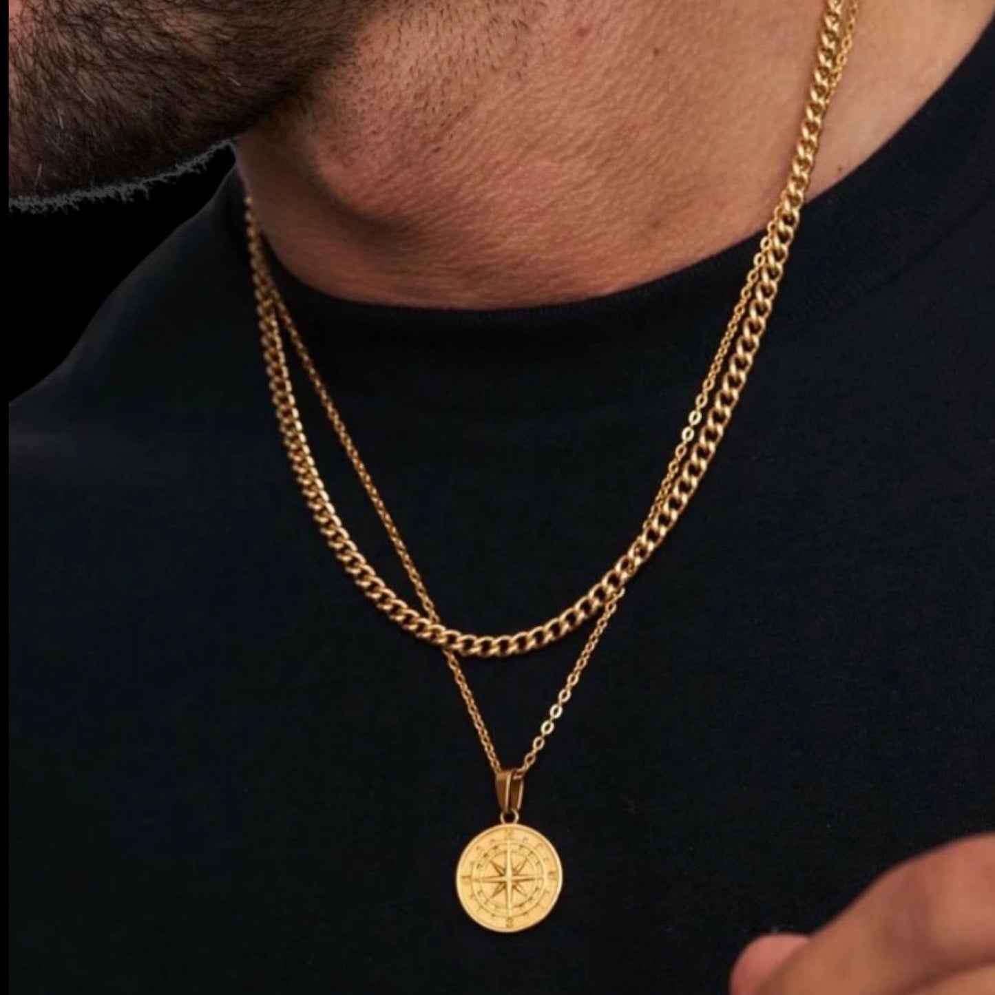 Halskette mit Kompass - Gold