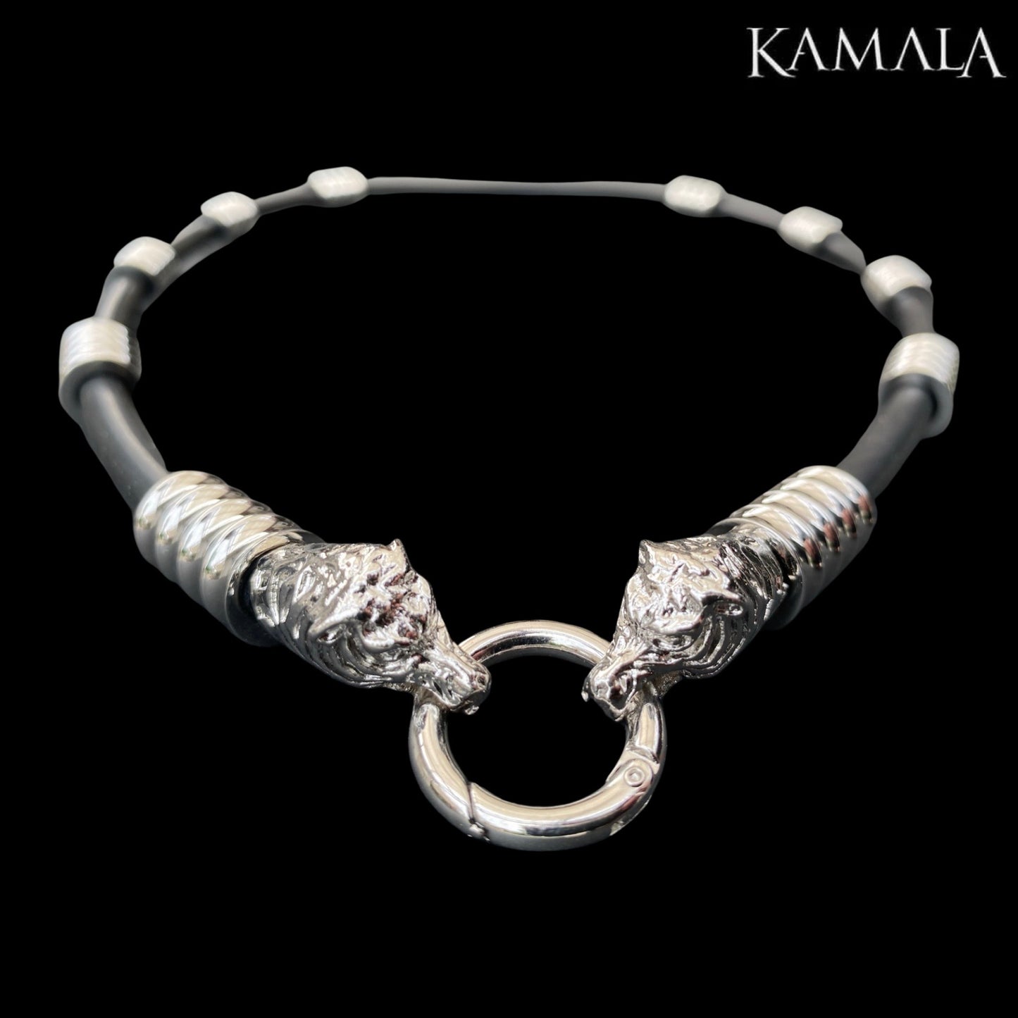 Kautschuk Halskette mit Silber und Löwen - Corleone Silver Lion