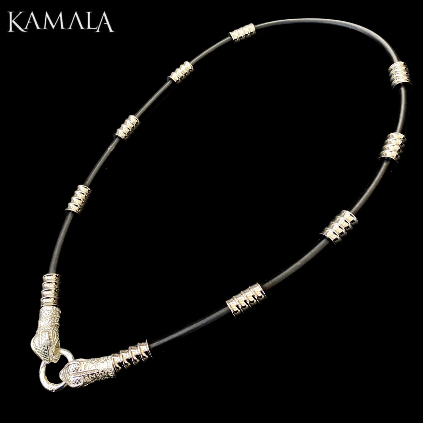 Kautschuk Halskettte mit Silber & Schlangen - Corleone Silber Snake