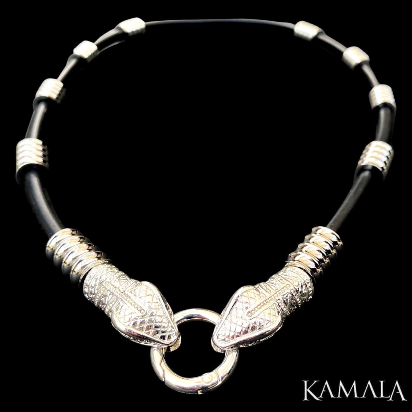 Kautschuk Halskettte mit Silber & Schlangen - Corleone Silber Snake