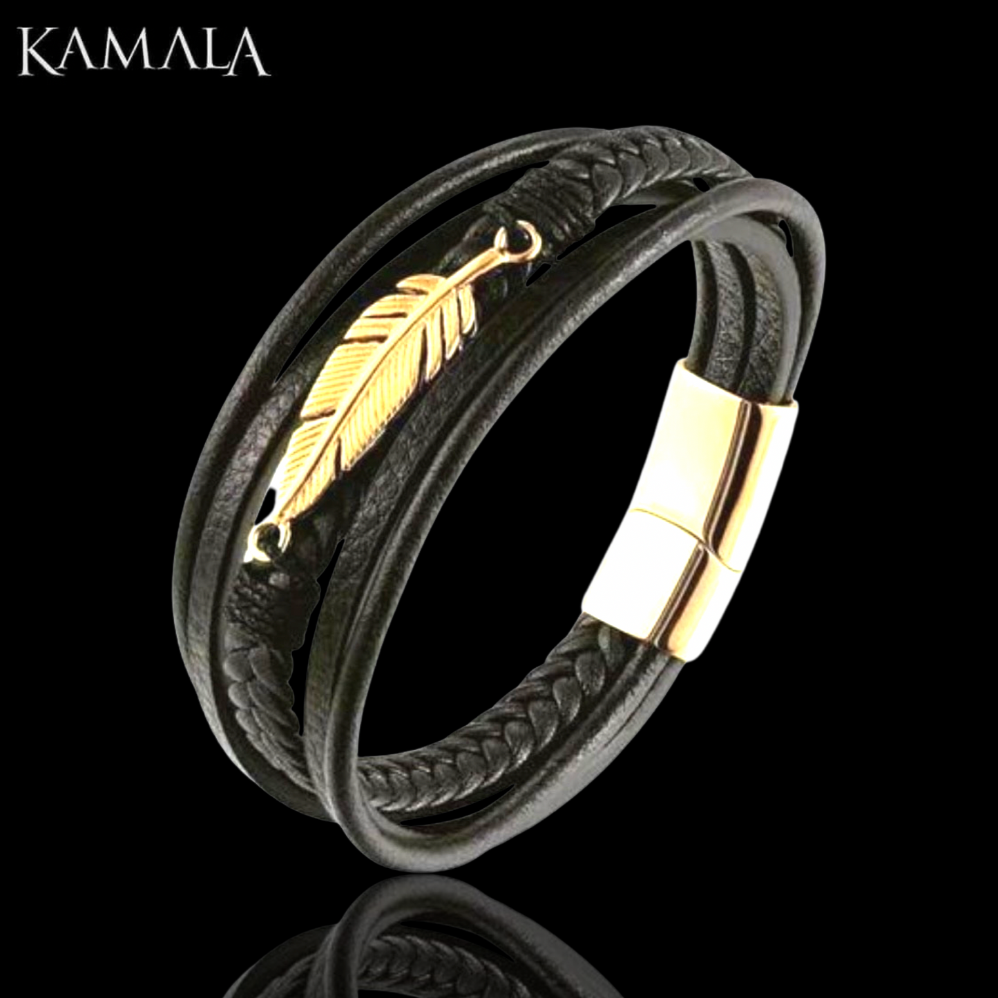 Armband mit Feder - Golden & Silber