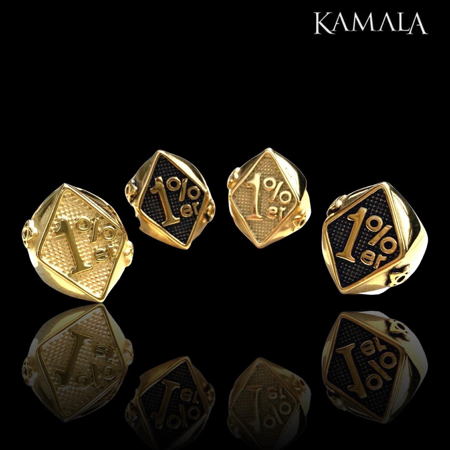 1%er Fingerring - Schwarz & Gold - Ring