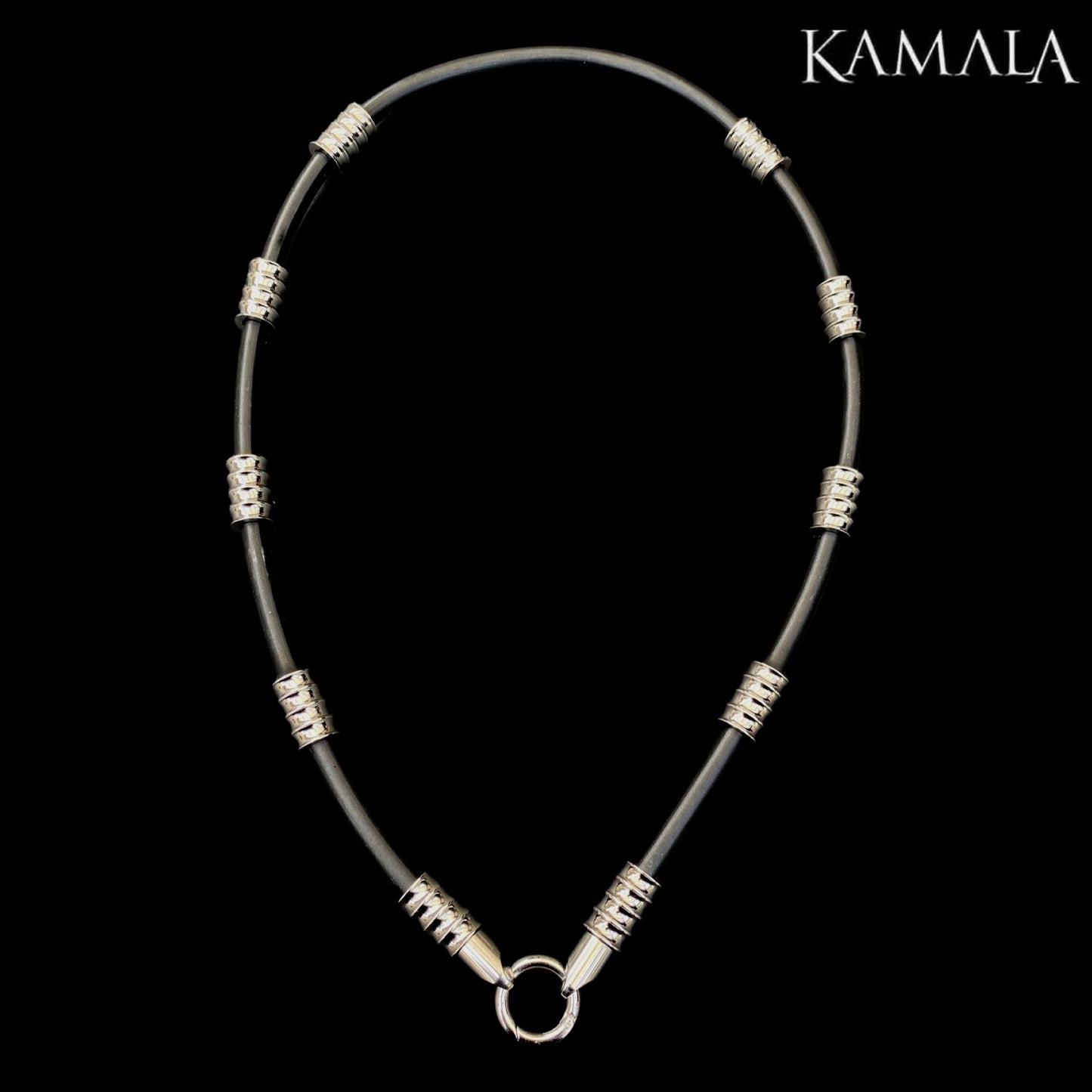 Kautschuk Gummi Halskette mit Silber - Corleone Silber