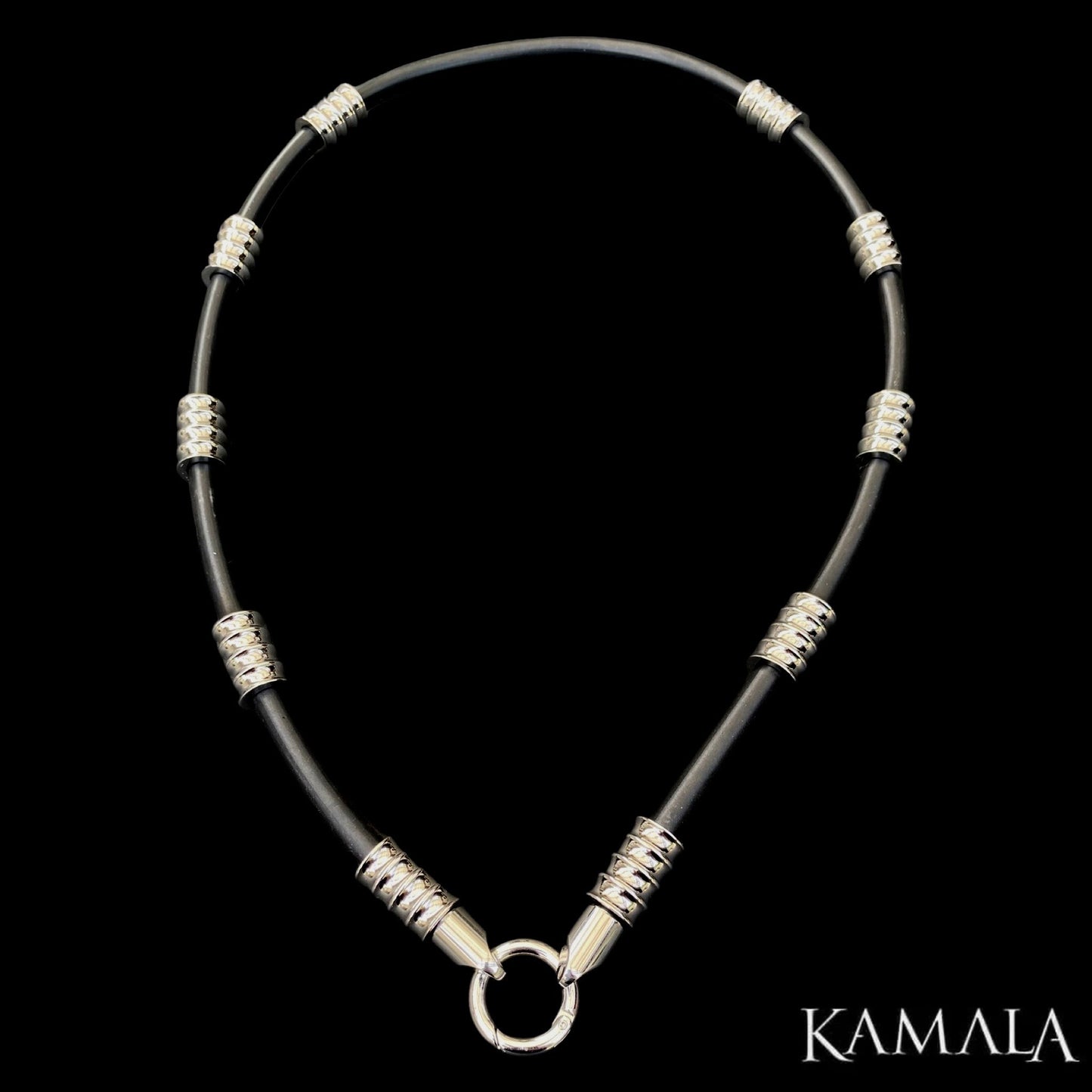 Kautschuk Gummi Halskette mit Silber - Corleone Silber