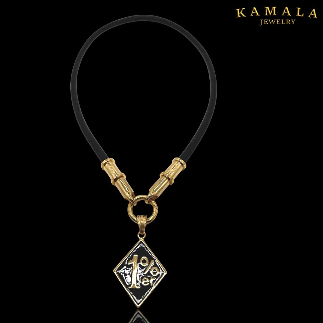 Kautschuk Halskette mit 2 stück 1%er Hülsen - Gold