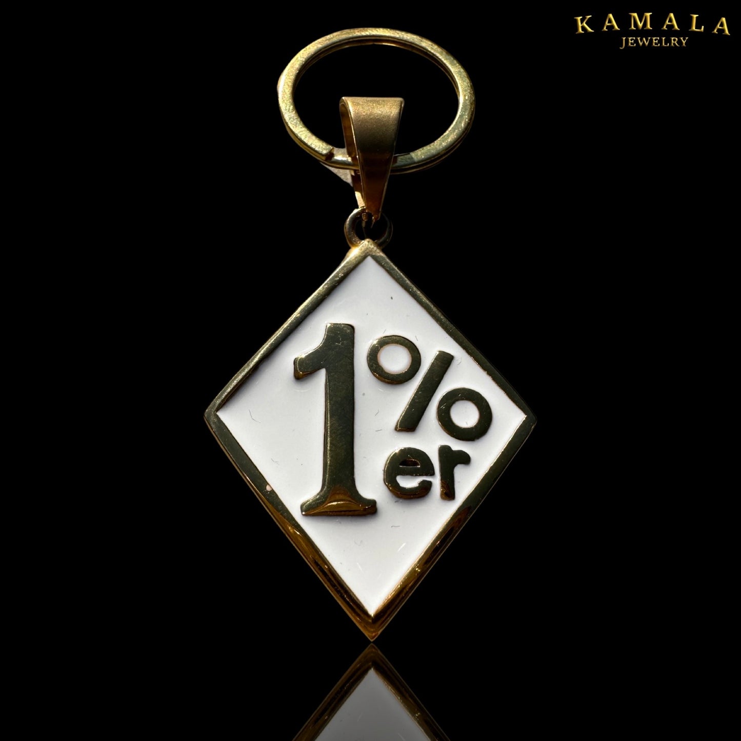 1%er Schlüsselanhänger - Weiss & Gold