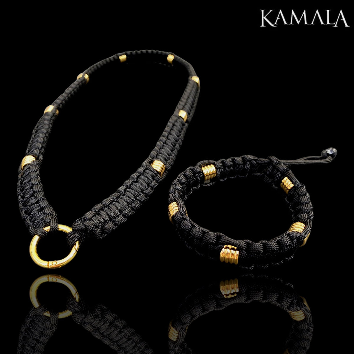Madmax Paracord Halskæde – Sort & Guld | Håndlavet