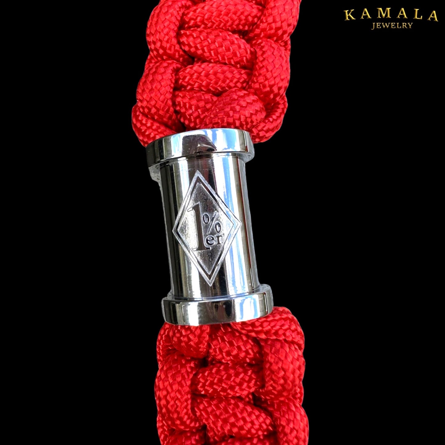 Madmax Halskette - Rot mit 1%er Hülsen in Silber