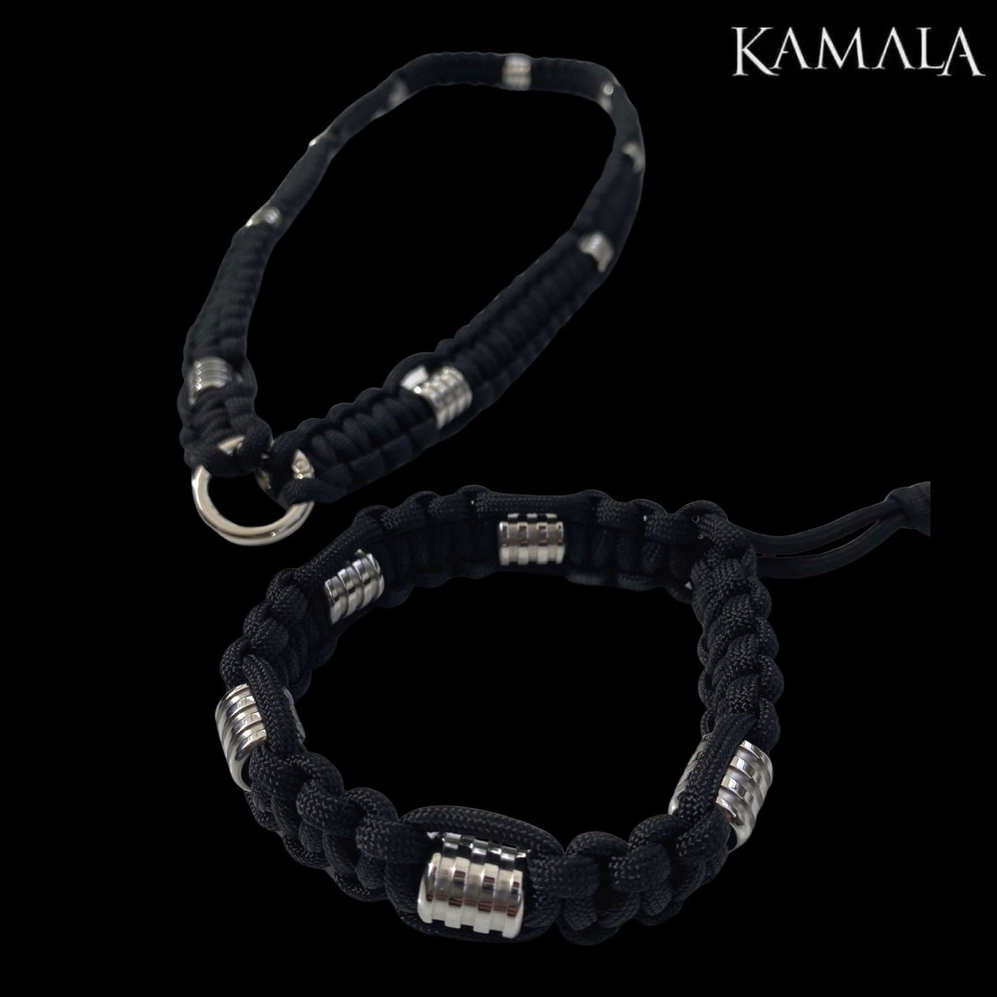 Madmax Halskette & Armband Set - Schwarz mit Silber