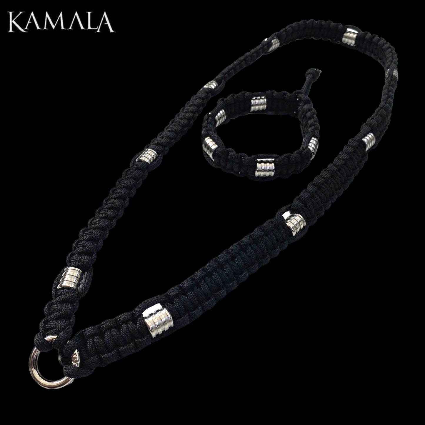 Madmax Halskette & Armband Set - Schwarz mit Silber