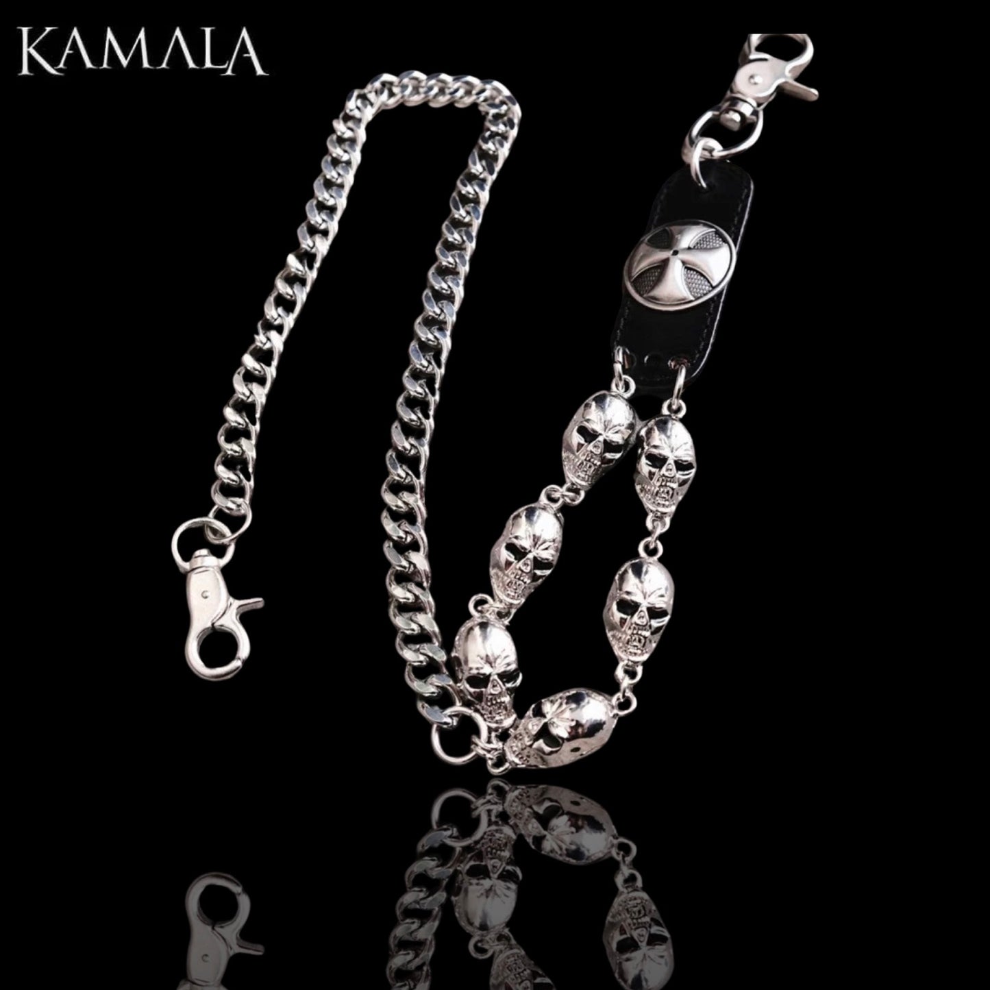 Hosenkette mit Skulls & Eisernes Kreuz - Edelstahl