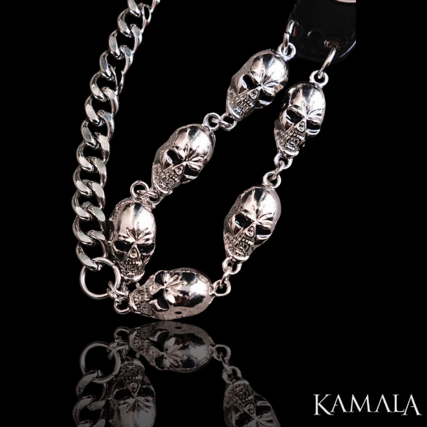 Hosenkette mit Skulls & Eisernes Kreuz - Edelstahl