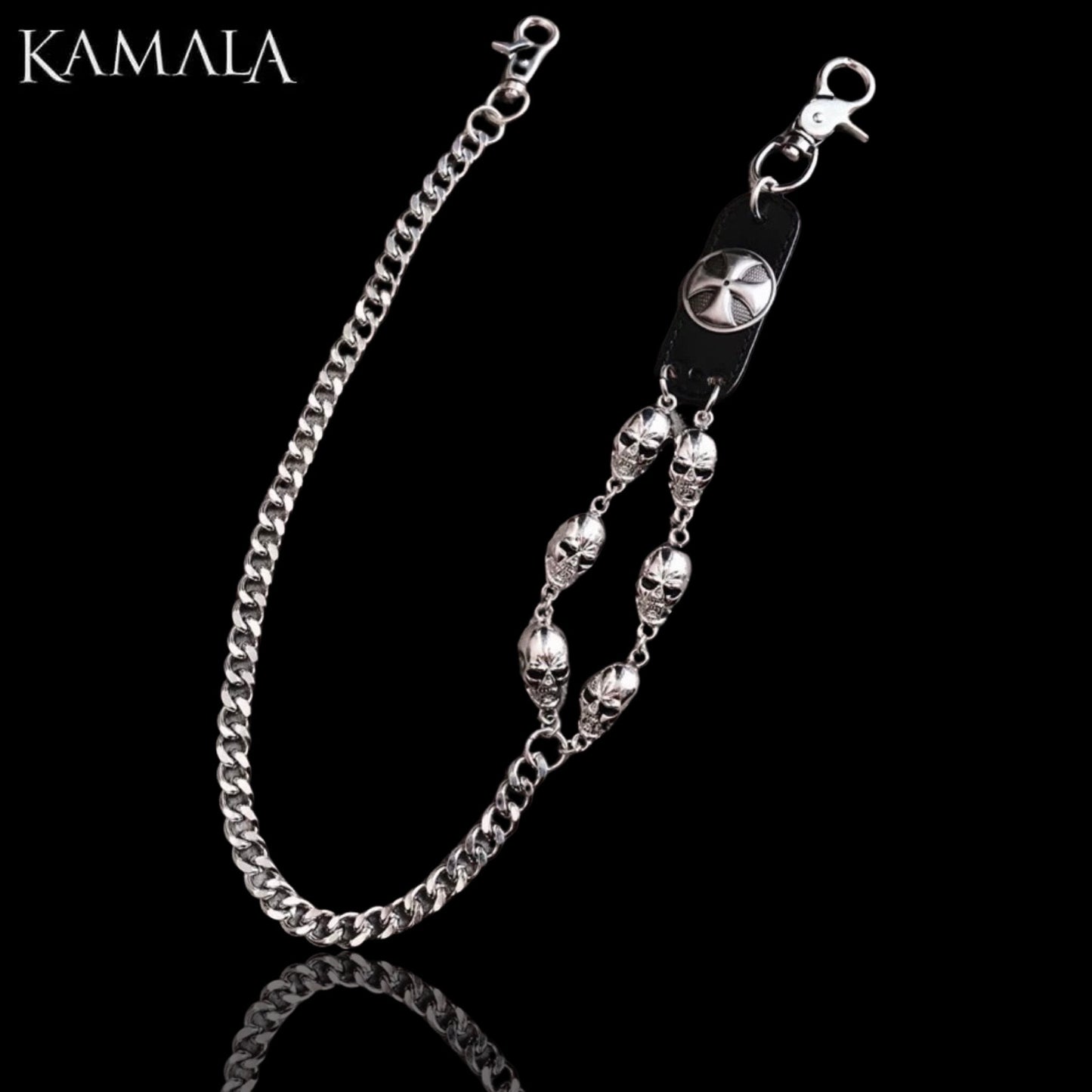 Hosenkette mit Skulls & Eisernes Kreuz - Edelstahl
