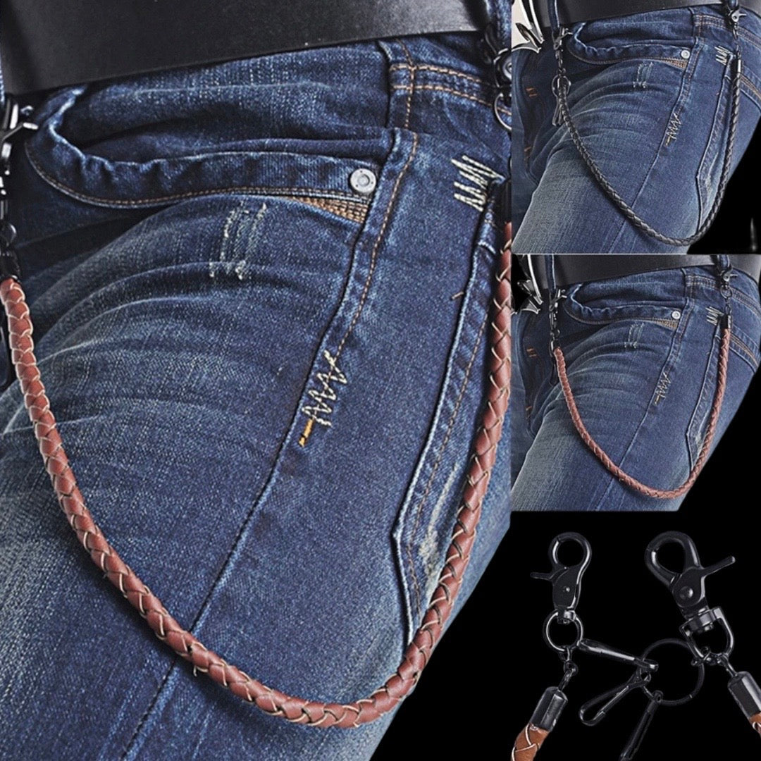 Hosenkette - Portemonnaie Kette - Leder - Braun