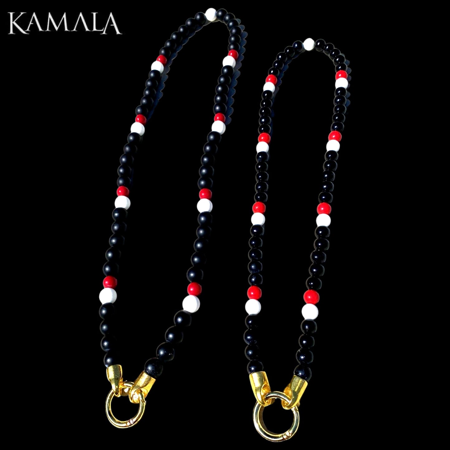 Perlen Halsketten - Paar - Mann & Frau - Rot & Weiss Set