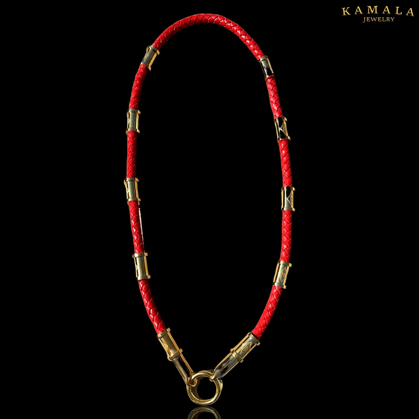 Exklusive 1%er Halskette - Rotes Leder mit Gold
