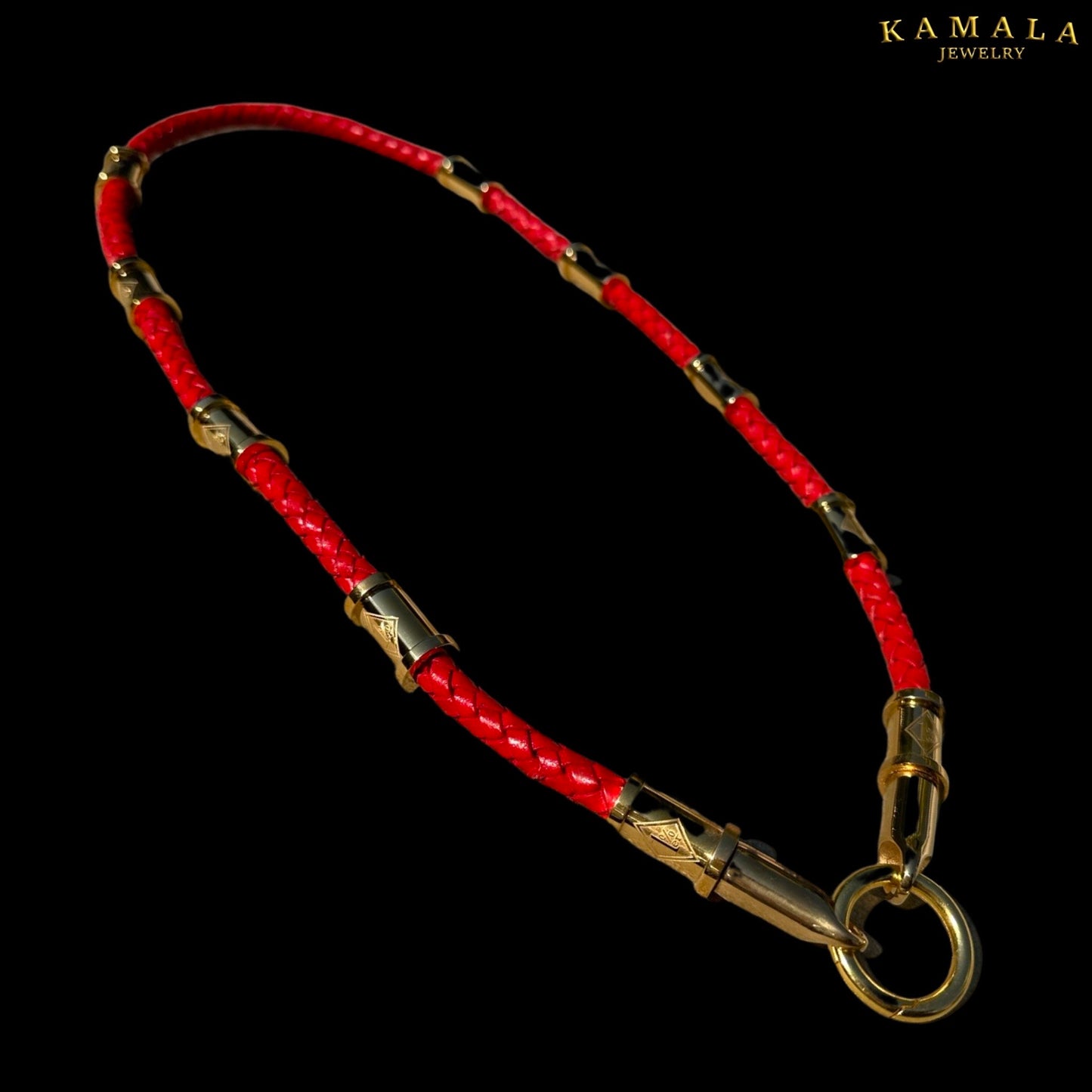 Exklusive 1%er Halskette - Rotes Leder mit Gold