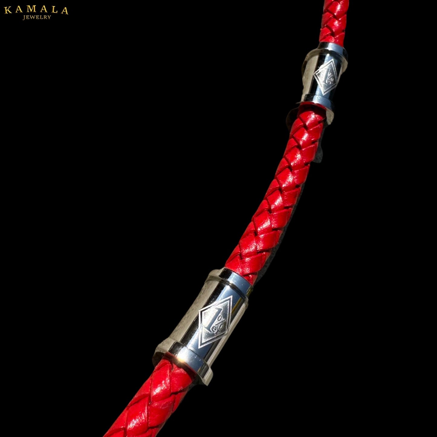 Exklusive 1%er Halskette - Rotes Leder mit Silber