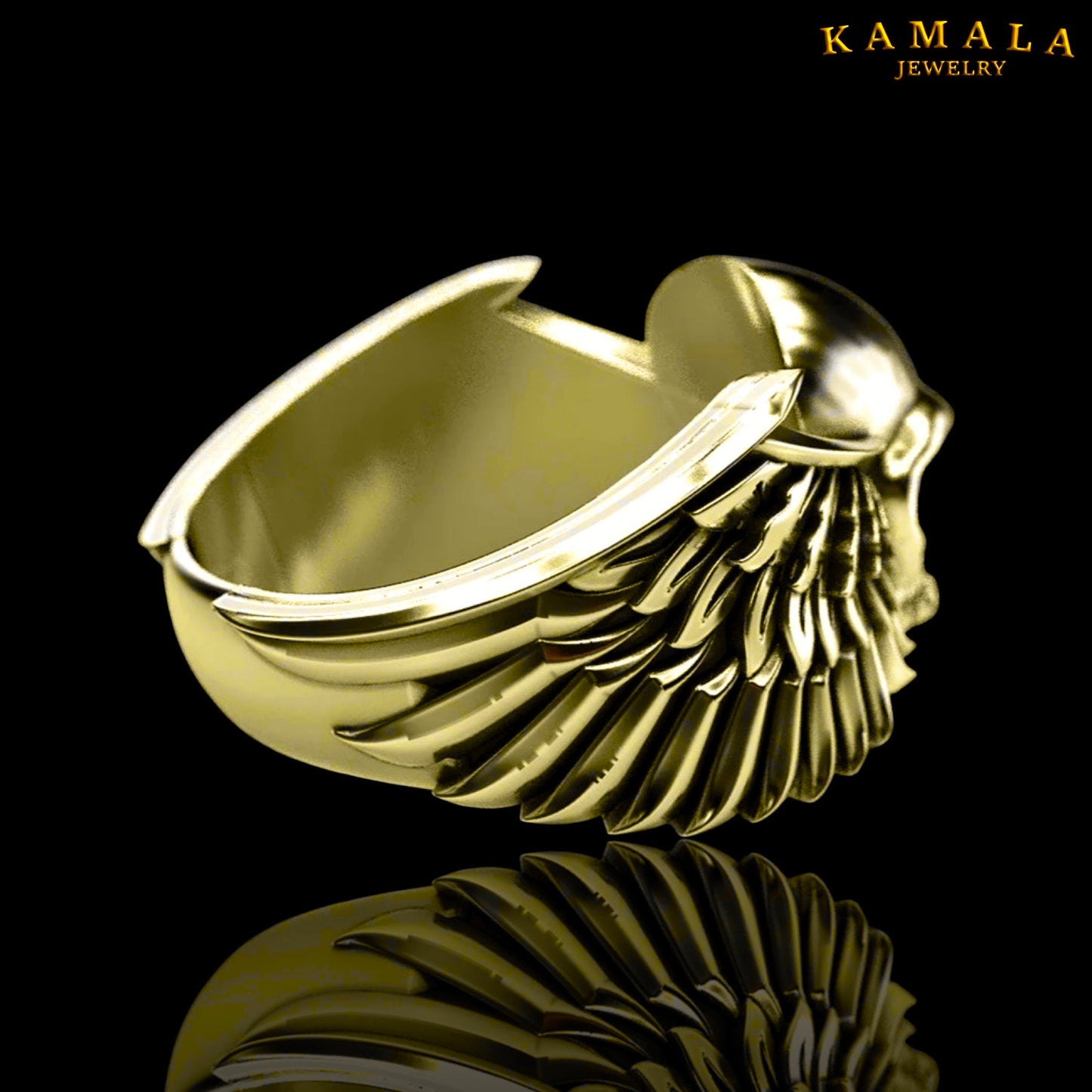 Fingerring - Angelwings & Skull - Gold - Ring