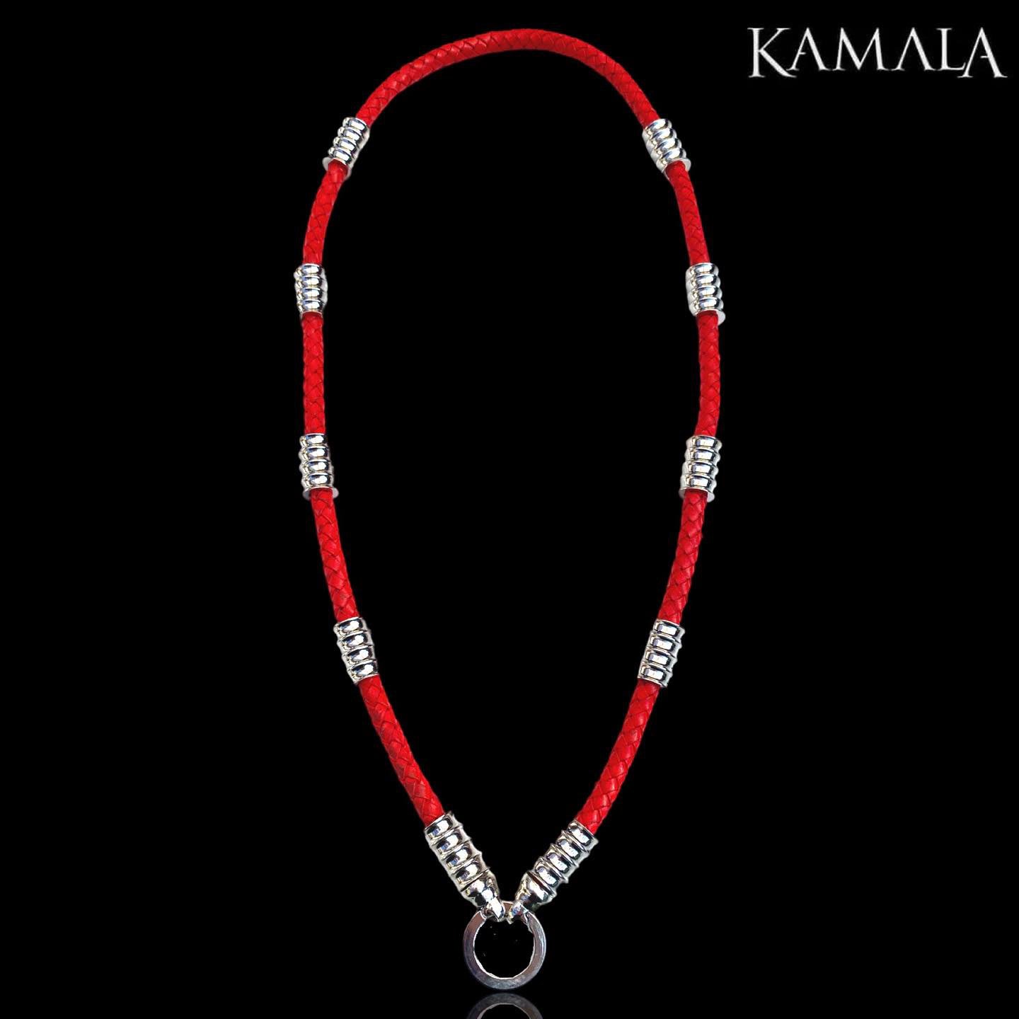 Rote Leder Halskette mit Silber - Gotti Silber