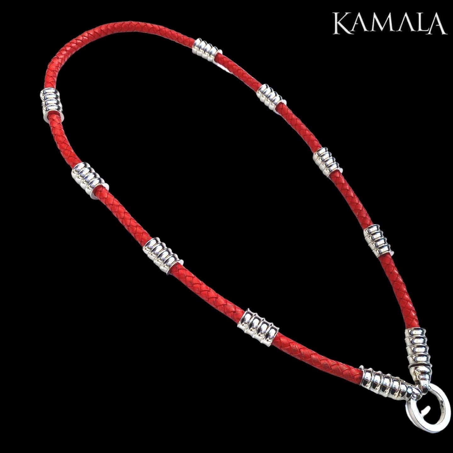 Rote Leder Halskette mit Silber - Gotti Silber