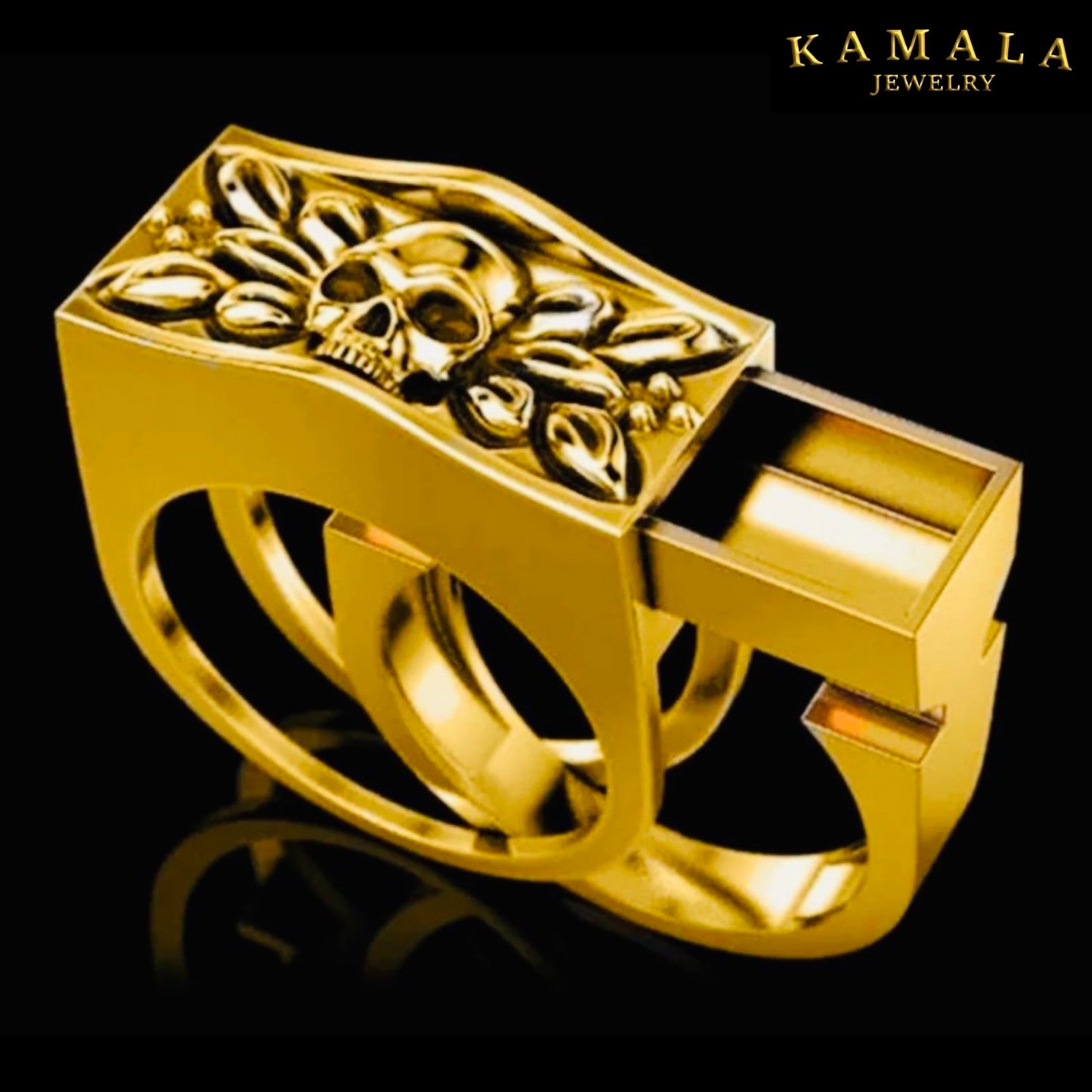 Fingerring mit Geheimfach - Skull - Gold - Ring