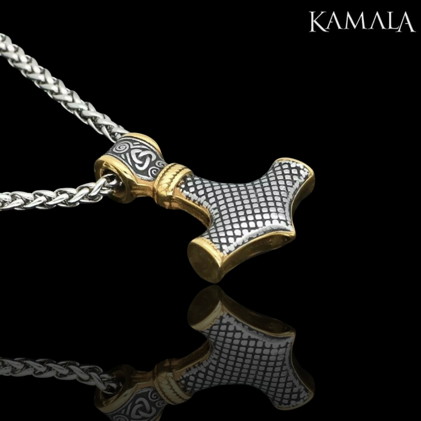 Thors Hammer Halskette - Edelstahl & Gold