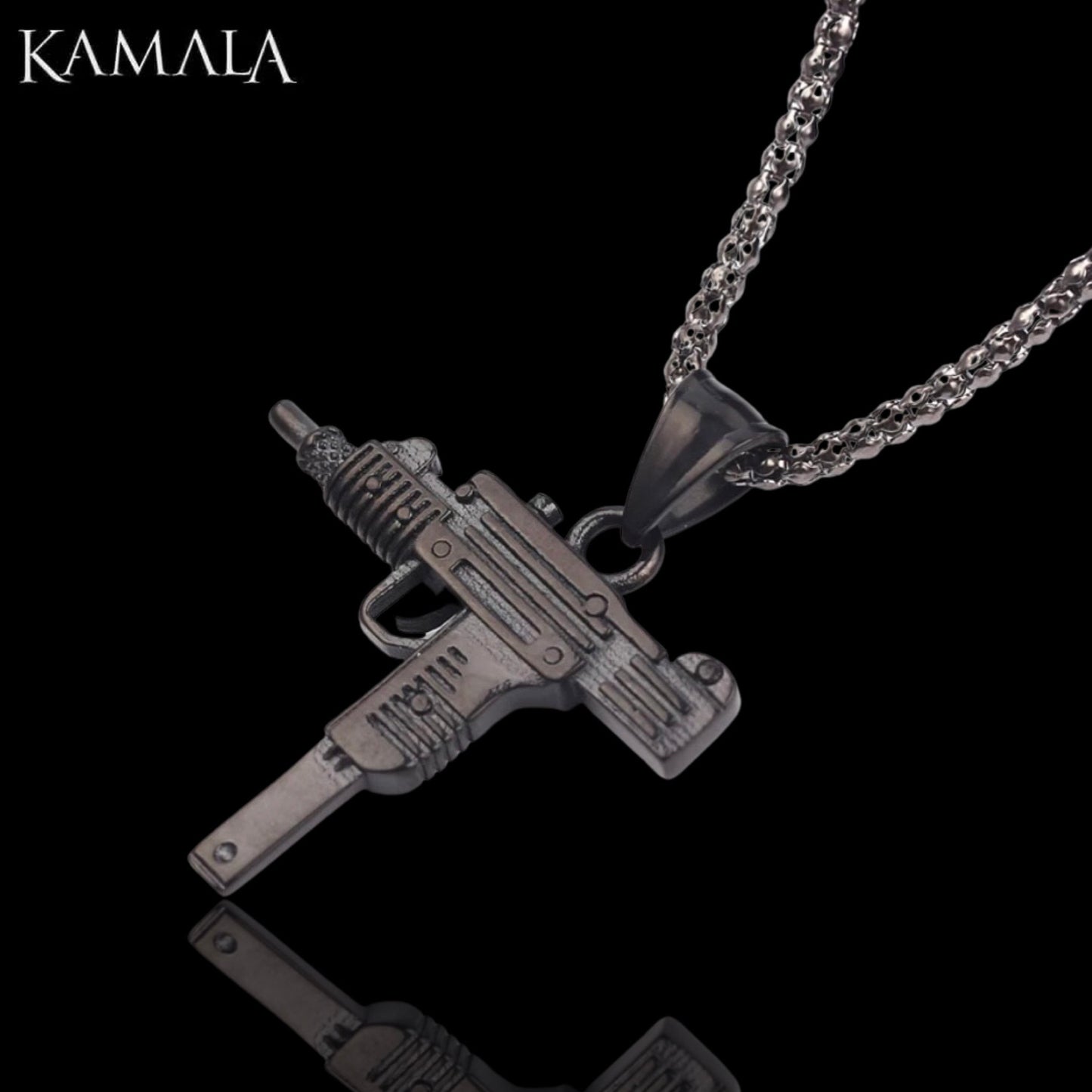 Halskette mit Uzi - Schwarz