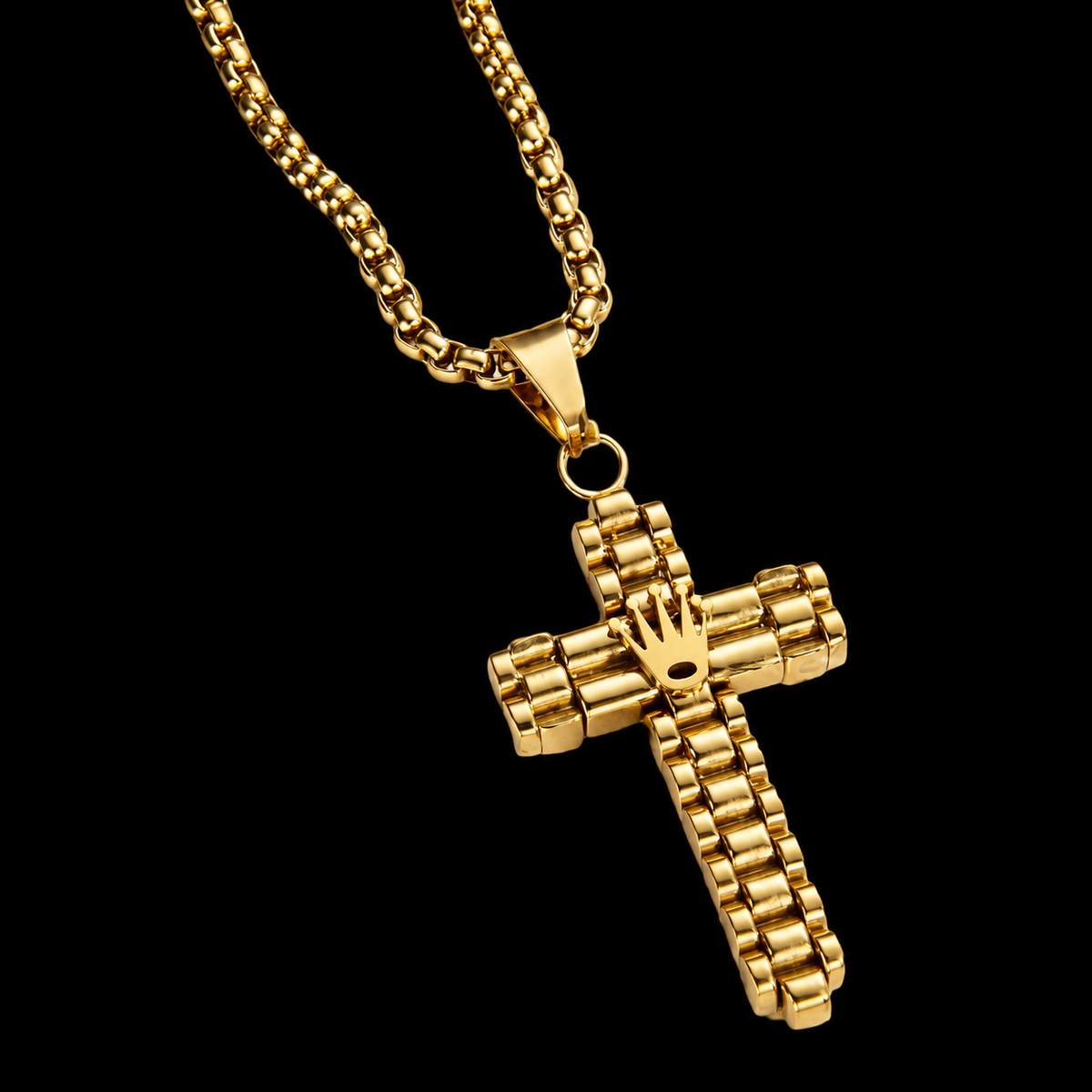 Royal Cross – Premium Halskette mit Kreuz & Krone | Gold oder Silber
