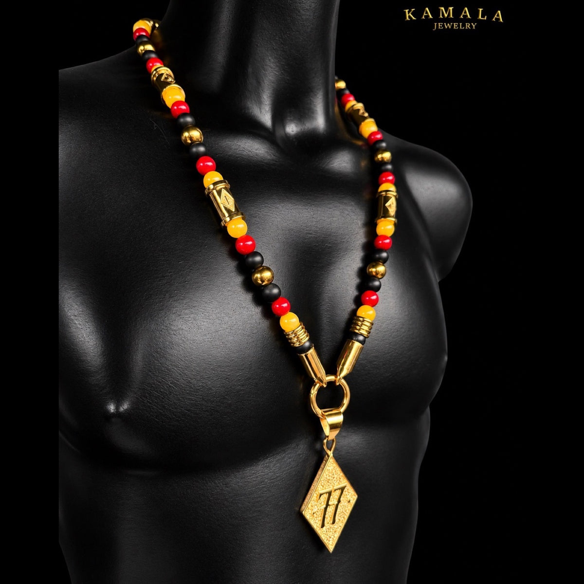 1%er Luxury Halskette – Black, Red & Gold