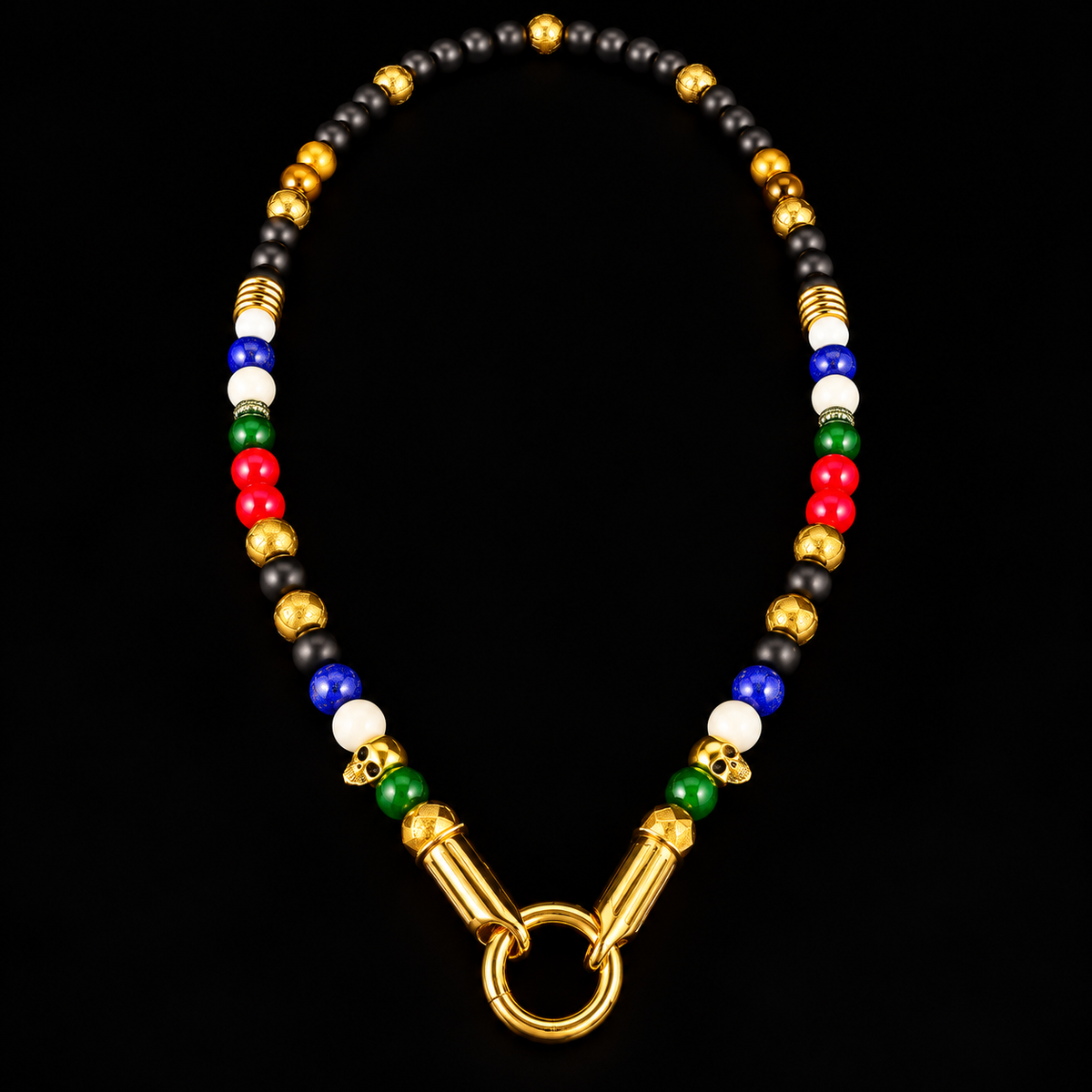 Molukko Premium Perlenhalskette – Black & Gold | Molukken-Farben
