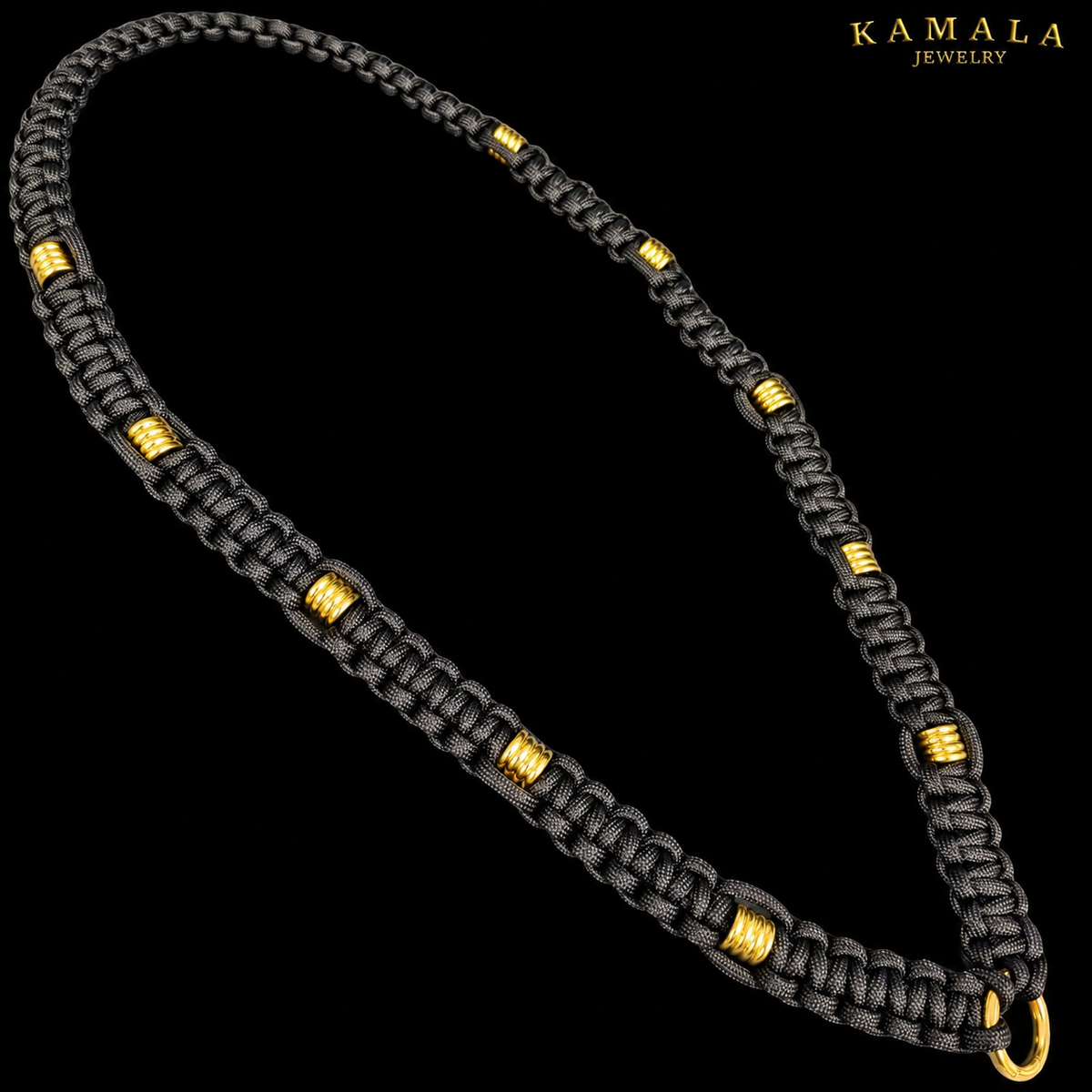Madmax Paracord Halskæde – Sort & Guld | Håndlavet