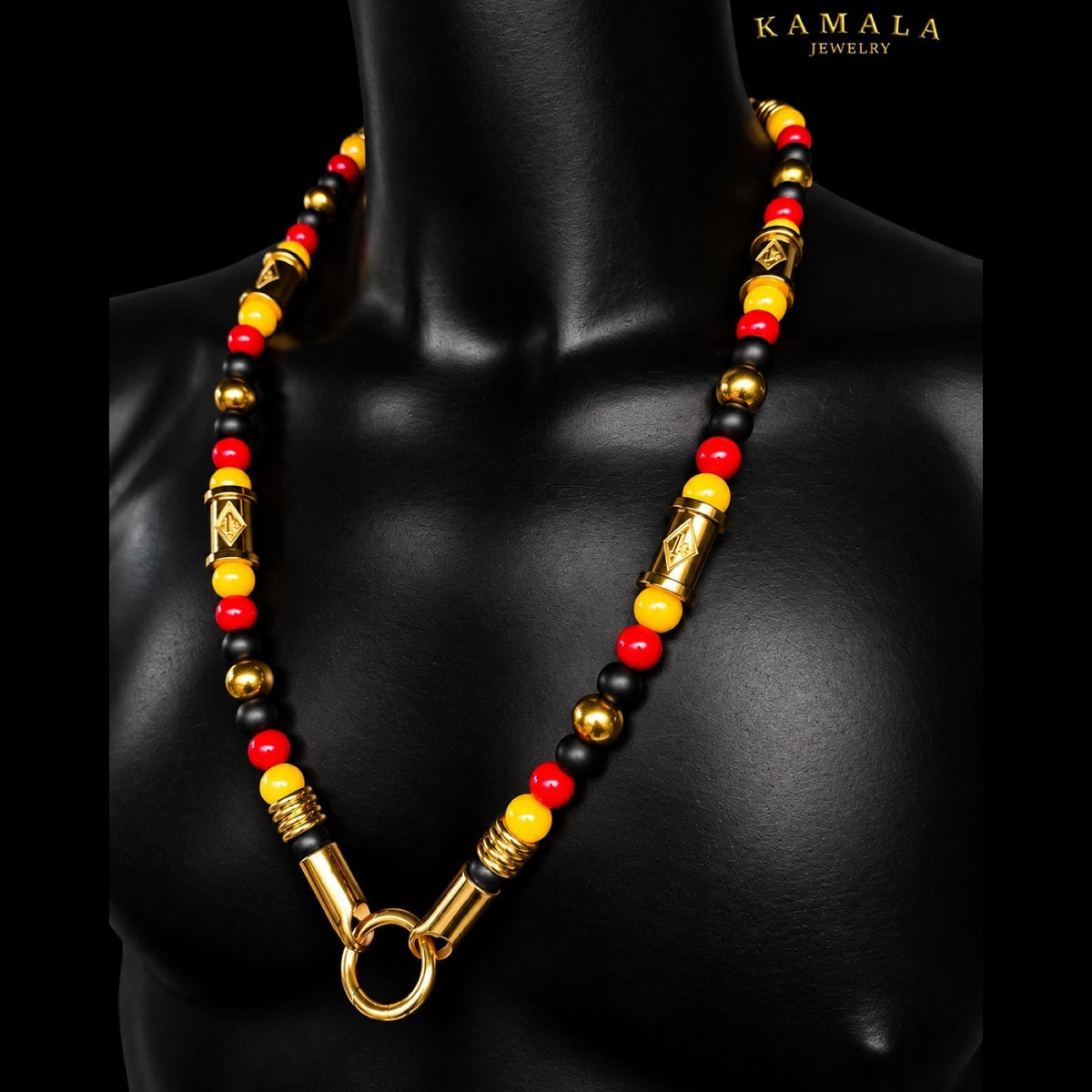 1%er Luxury Halskette – Black, Red & Gold