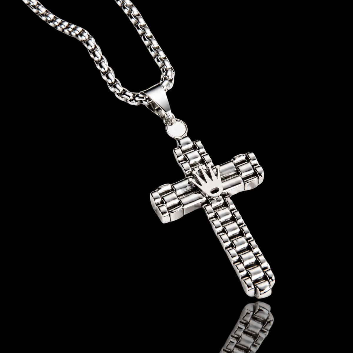 Royal Cross – Premium Halskette mit Kreuz & Krone | Gold oder Silber