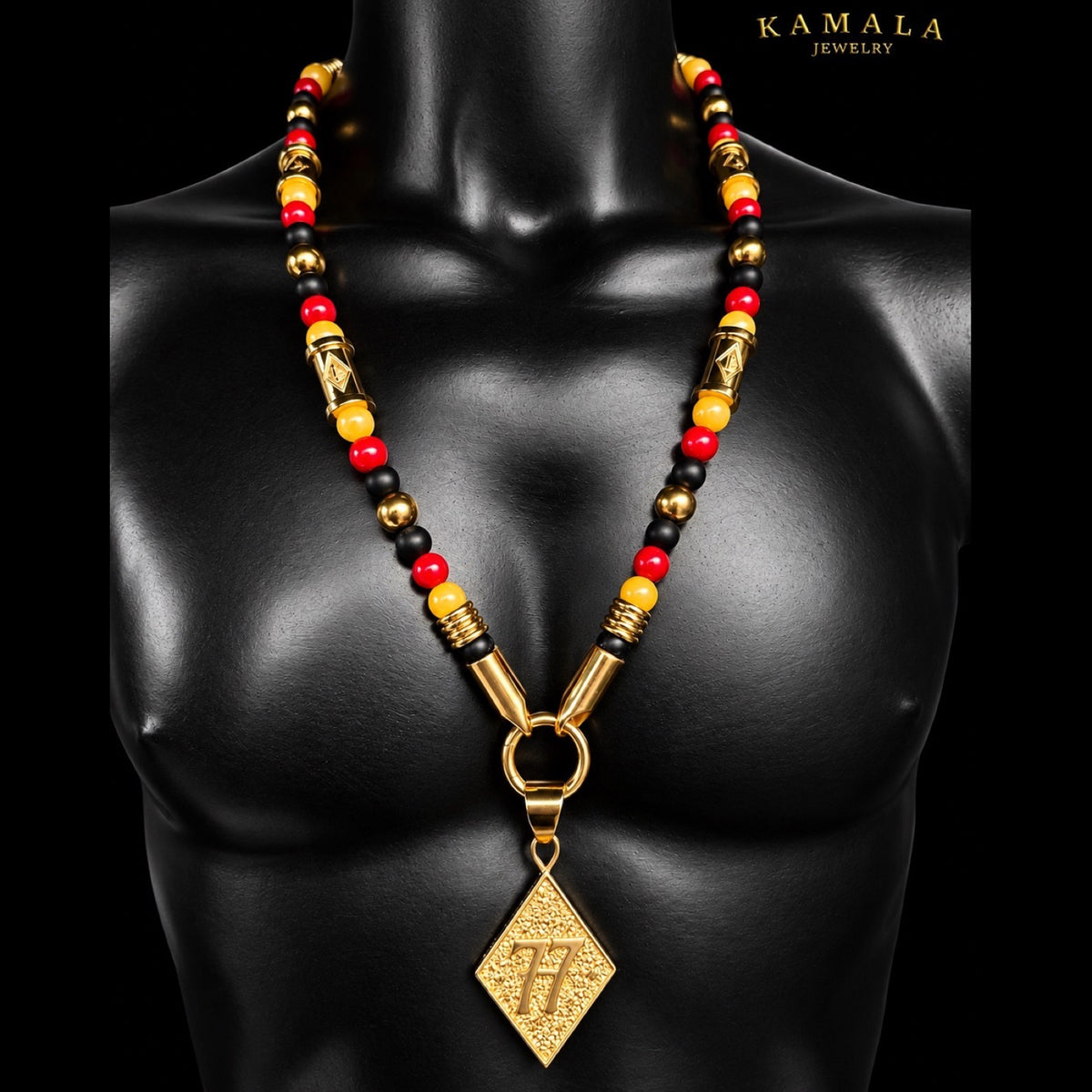 1%er Luxury Halskette – Black, Red & Gold