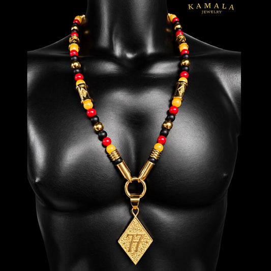 1%er Luxury Halskette – Black, Red & Gold