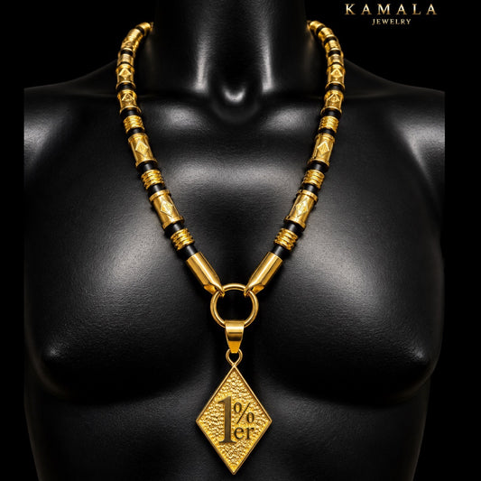 Exklusive Luxus 1%er Halskette – 8 mm Kautschuk & Gold | 14–20 Hülsen