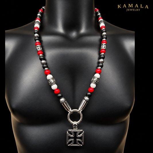 Biker Luxury Halskette – Red, White & Black