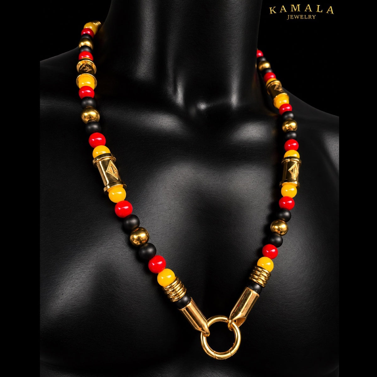 1%er Luxury Halskette – Black, Red & Gold