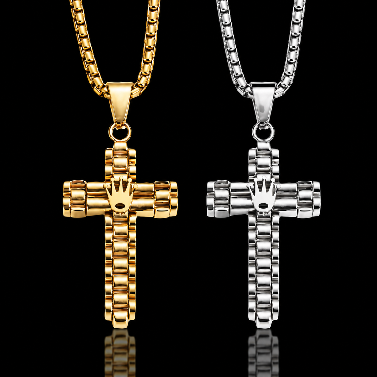 Royal Cross – Premium Halskette mit Kreuz & Krone | Gold oder Silber