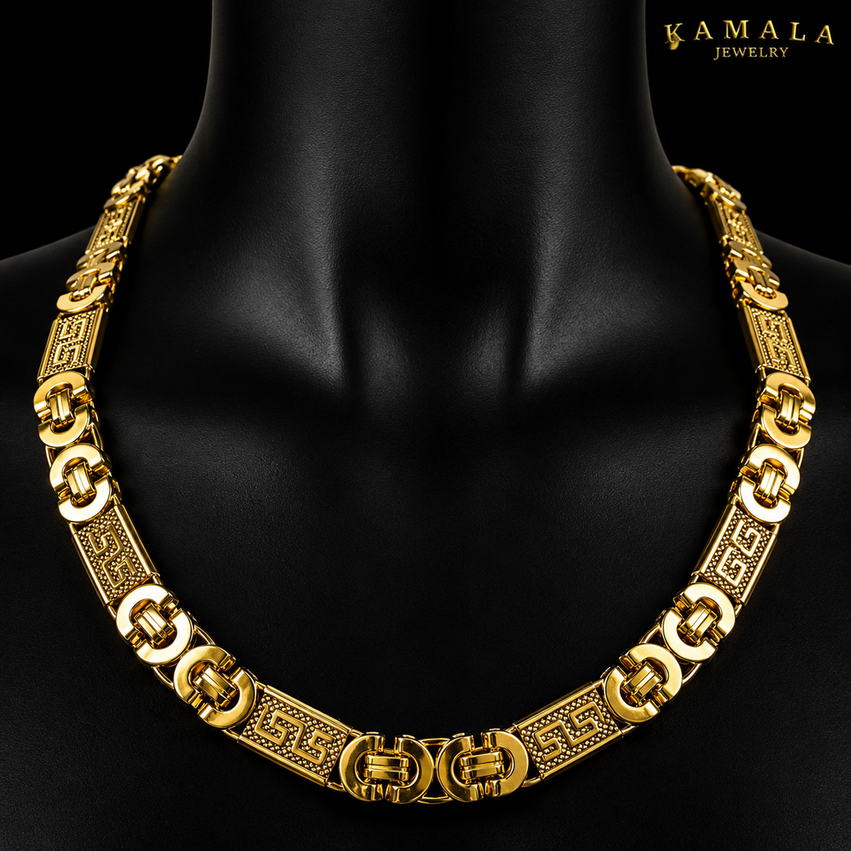 Premium Plattenkette „Kreta“ – Gold – 60 cm | 10 mm