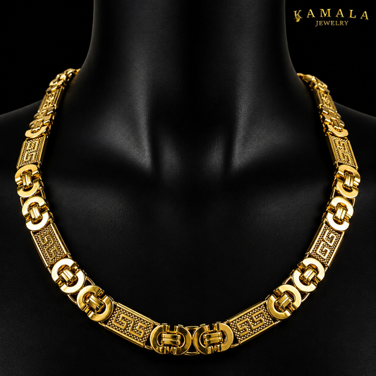 Premium Plattenkette „Kreta“ – Gold – 60 cm | 10 mm