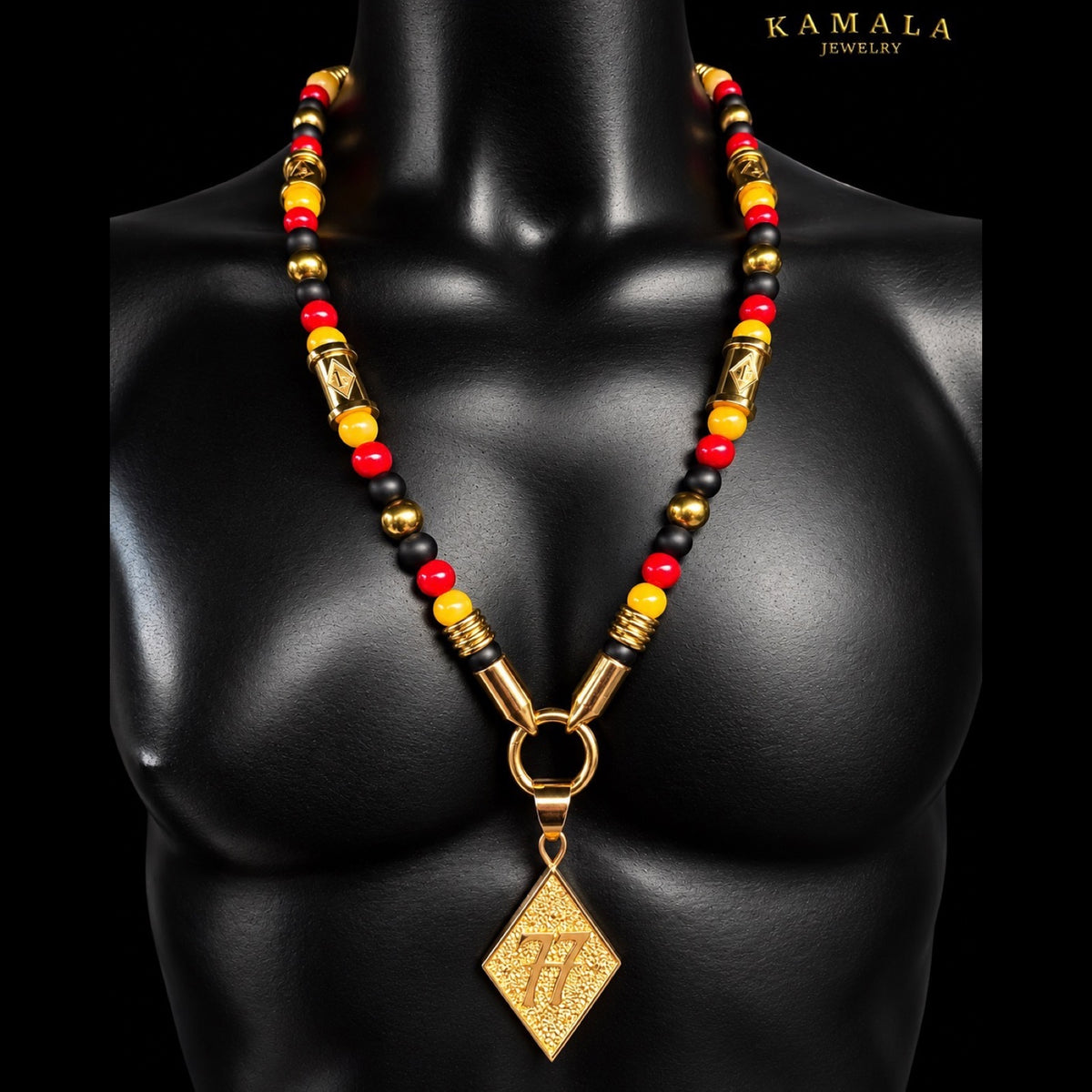 1%er Luxury Halskette – Black, Red & Gold