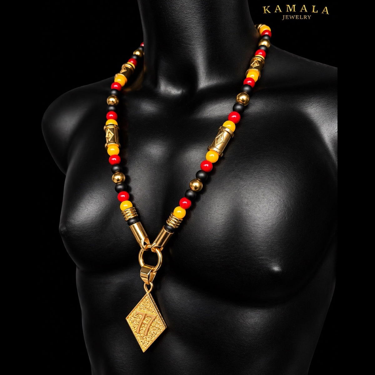 1%er Luxury Halskette – Black, Red & Gold